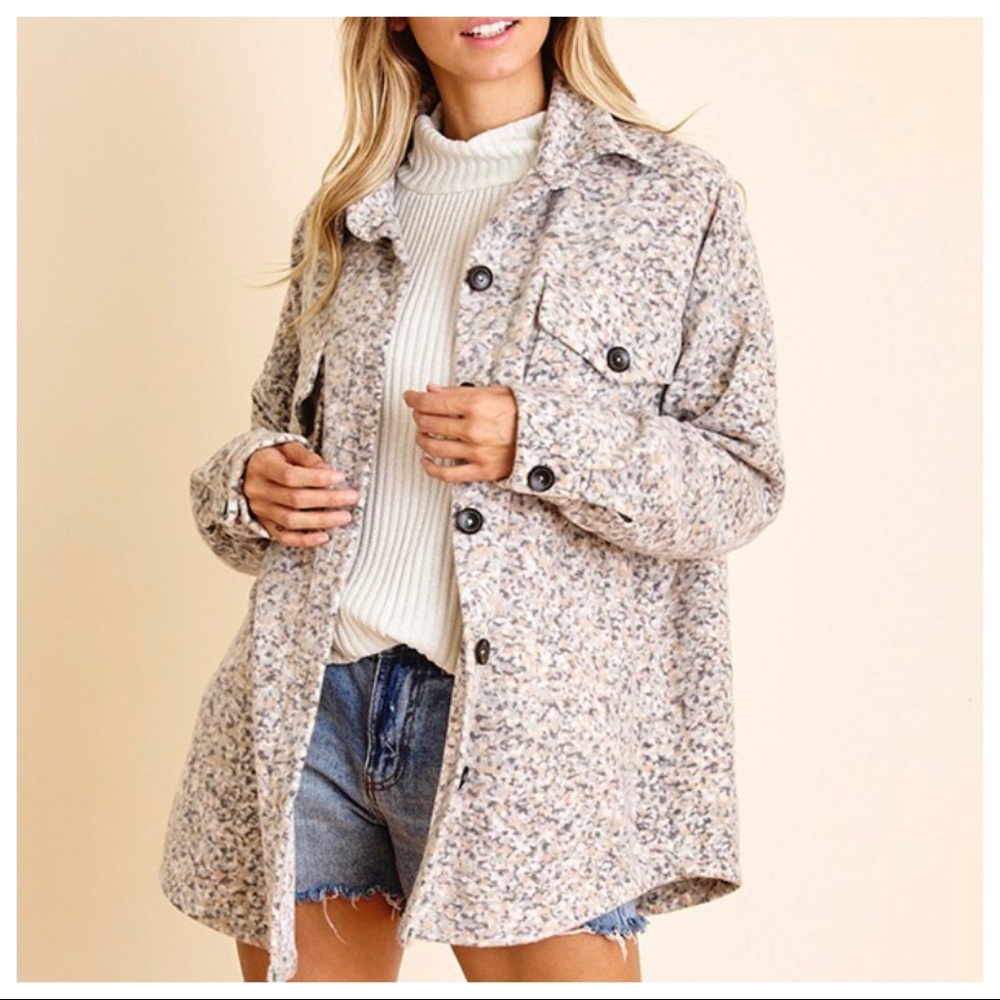 Boyfriend Stylish Multi Speckle Oversized Jacket - Picture 2 of 5